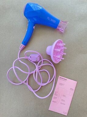 Flower Ionic Pro Dryer with Diffuser, pink purple